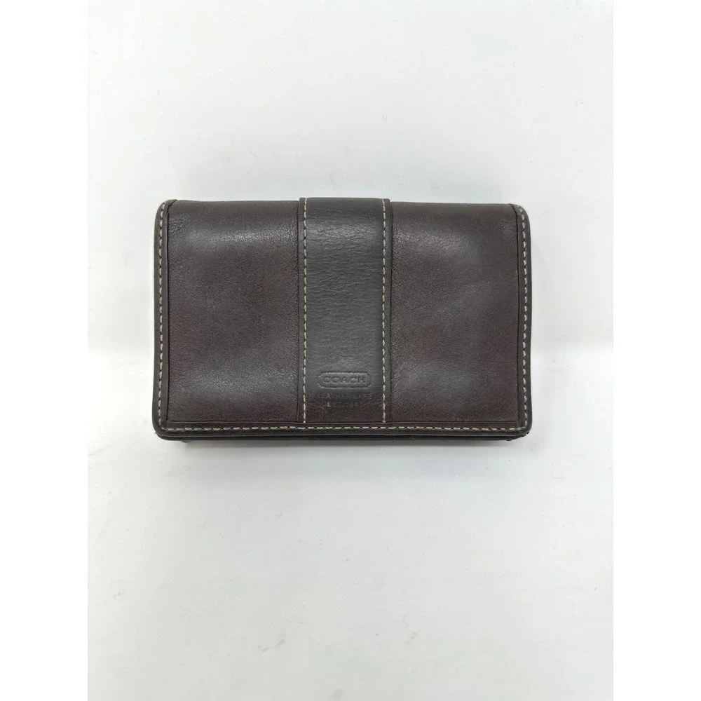 Vintage Coach Compact Bifold Leather Wallet Brown